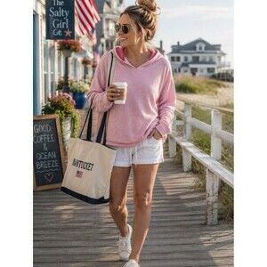 Reversible Hoodie Light Pink Hot Pink L High Low Lightweight Coastal Grandaughte